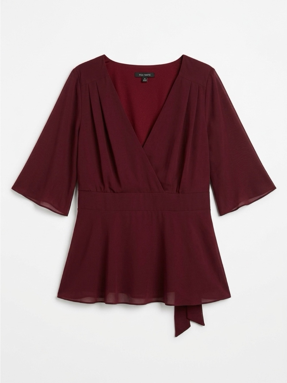 City Chic Burgundy Wrap Peplum Blouse